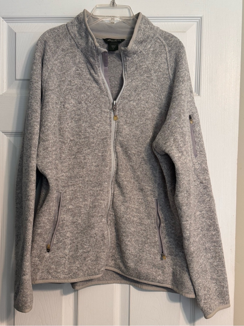 Women’s Eddie Bauer Heather Gray Full Zip Outdoor Cozy Teddy Fleece Jacket Sz XL